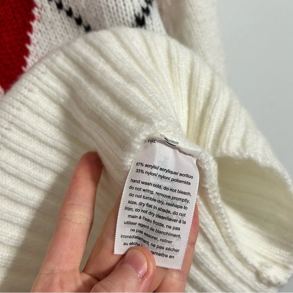 Tommy Hilfiger White Cowl Neck Argyle Sweater Size Small - Picture 5 of 5